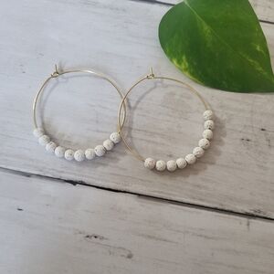 Aromatherapy Lava Bead Gold Hoop Earrings